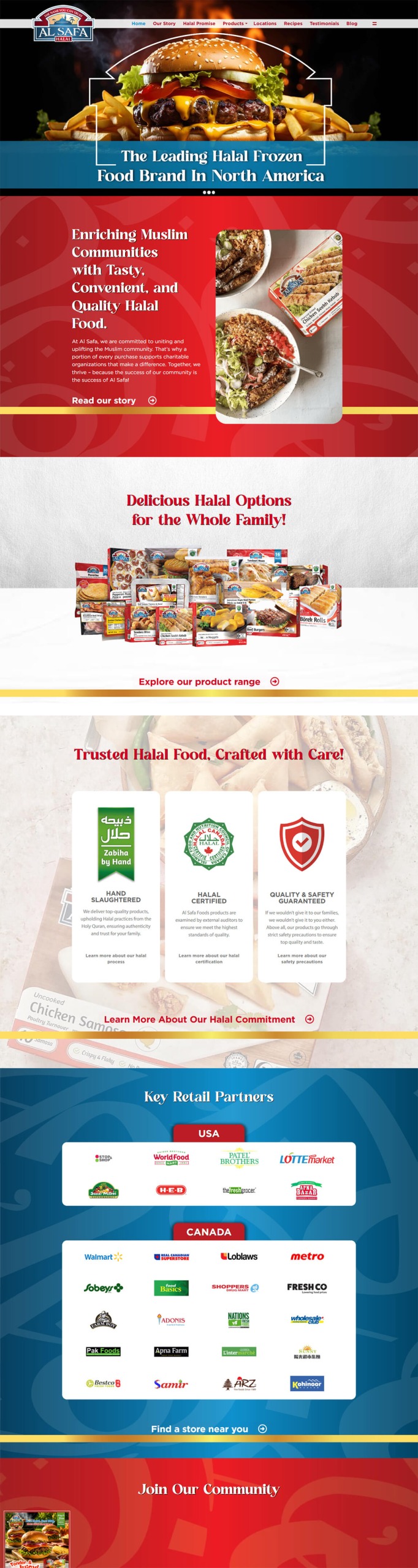 Full desktop homepage website design for Al Safa Halal Foods e-commerce brand