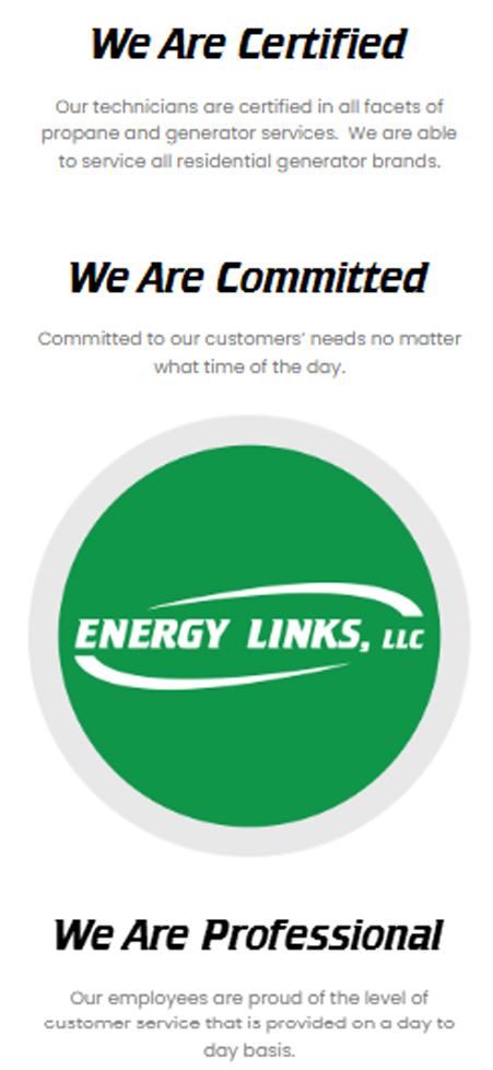 Energy-Link LLC green circular emblem logo displayed on mobile website view