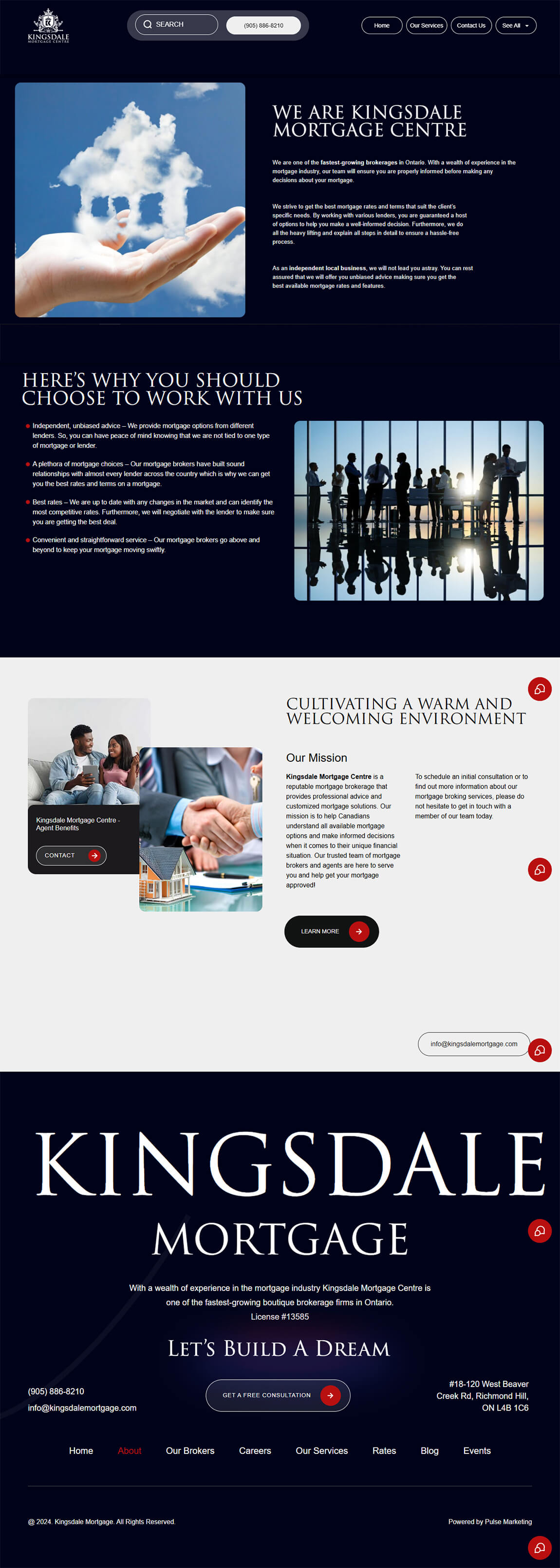 Modern desktop website design layout for Kingsdale financial services about us page