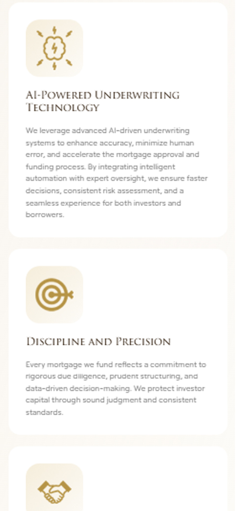 Text-focused mobile card detailing capital stability and institutional discipline for Kingsdale MIC