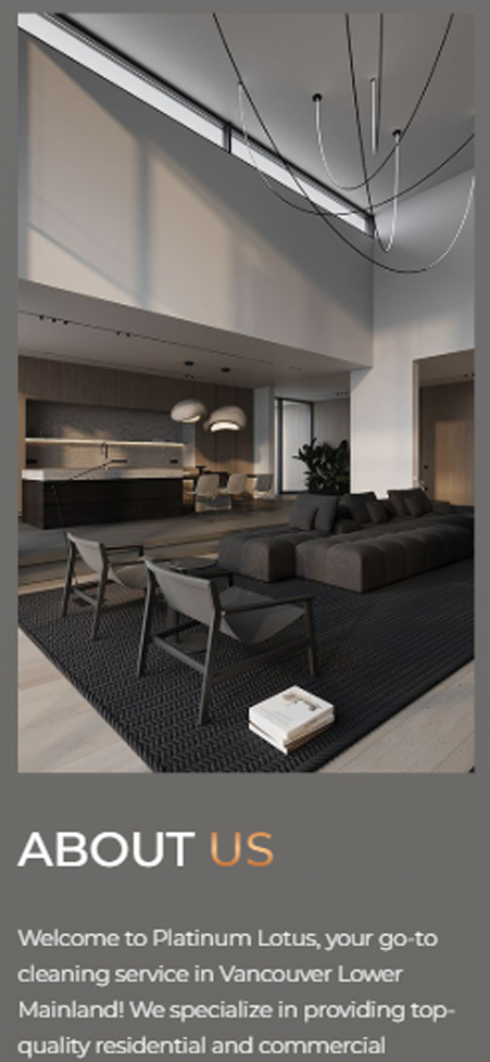 Luxury living room interior photo featured on Platinum Lotus mobile website page
