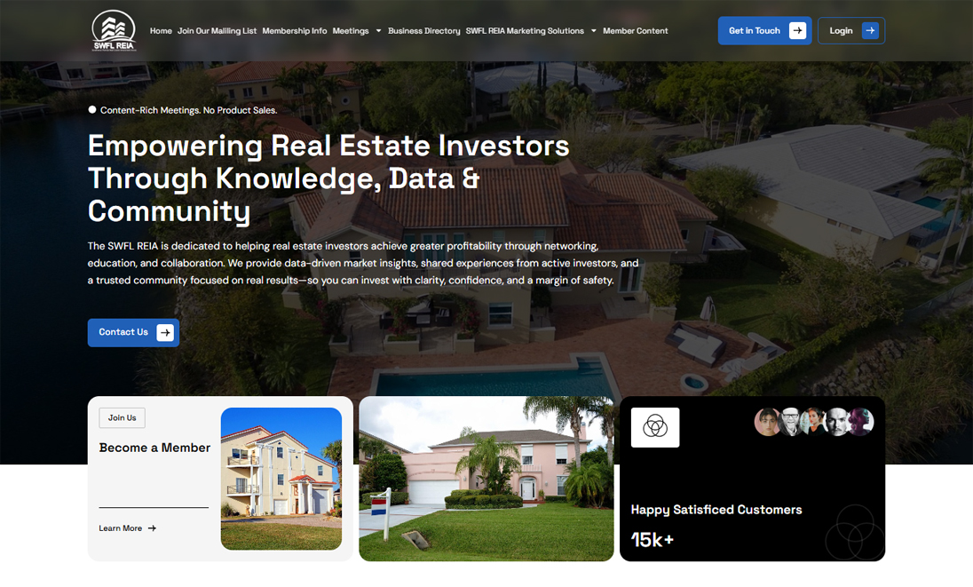 Aerial residential real estate view header for SWFL REIA website